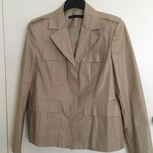 Perry Ellis Tan Lined Lightweight Long Sleeve 4 Pocket Spring Jacket Size 8